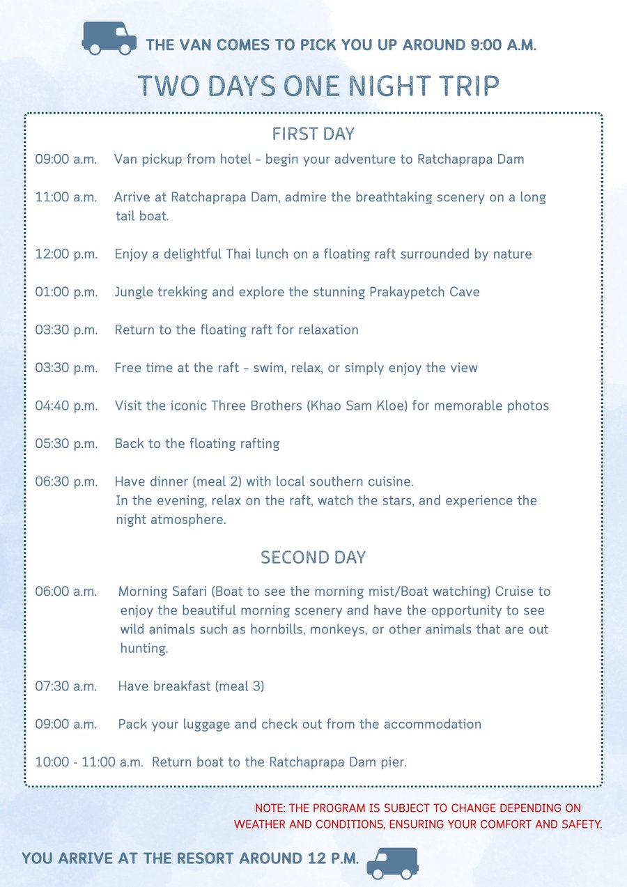 Ratchaprapha Dam two-day itinerary