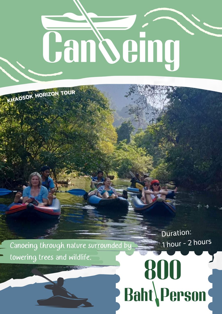 Canoeing through the jungle river near Khao Sok